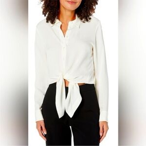 Theory cream tie blouse